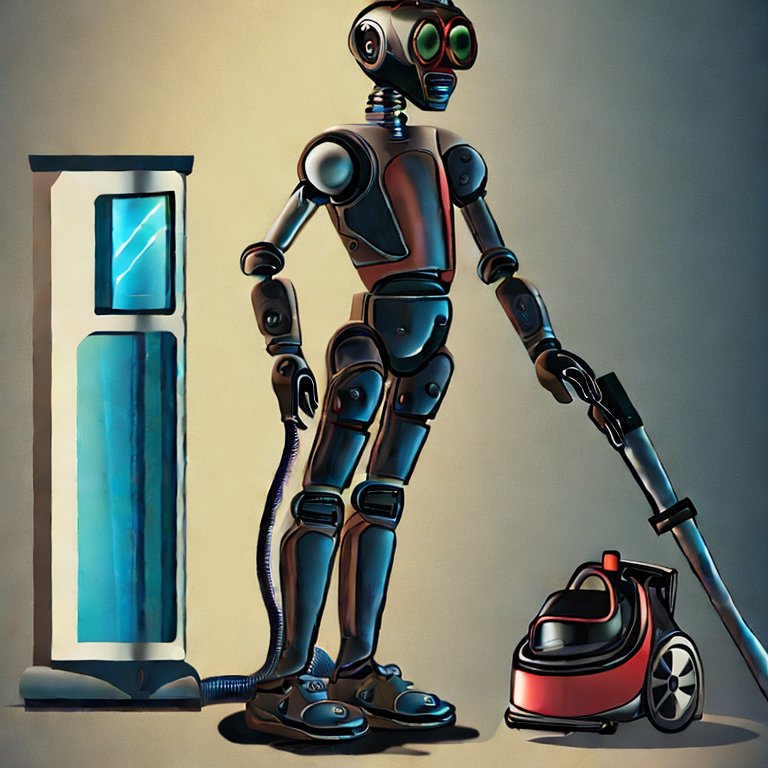Robot with vacuum cleaner